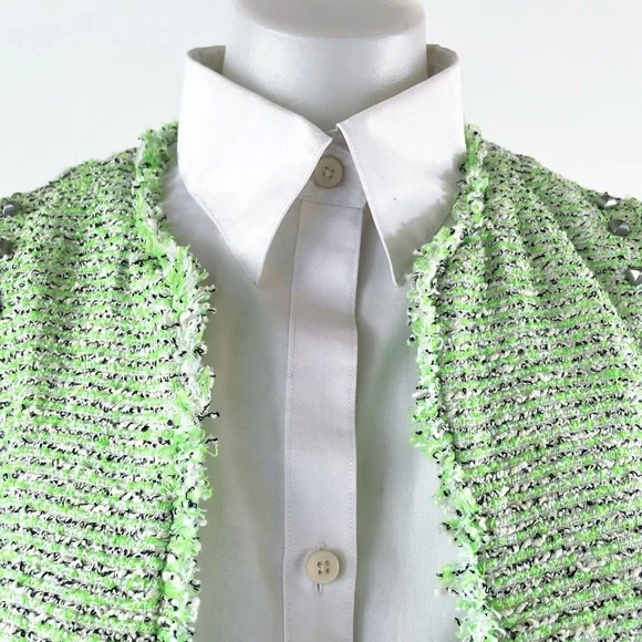 Zara short tweed jacket w/ silver studs size Small - Picture 2 of 4